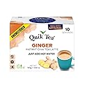 QuikTea Instant Ginger Chai Tea Latte Unsweetened, 10 Single-Serve Sachets, Artisanal Indian Chai Latte Mix, Just Add Hot Water, Low Caffeine