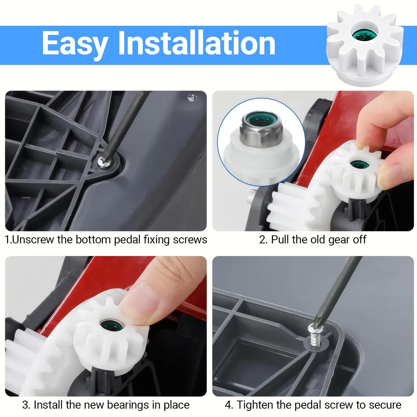 3Pcs Pedal Bearing Replacement for Ocedar Mop Bucket - One Way Clutch Gear Sprockets, Easy Fix Spin Mop Replacement Parts Compatible with Ocedar