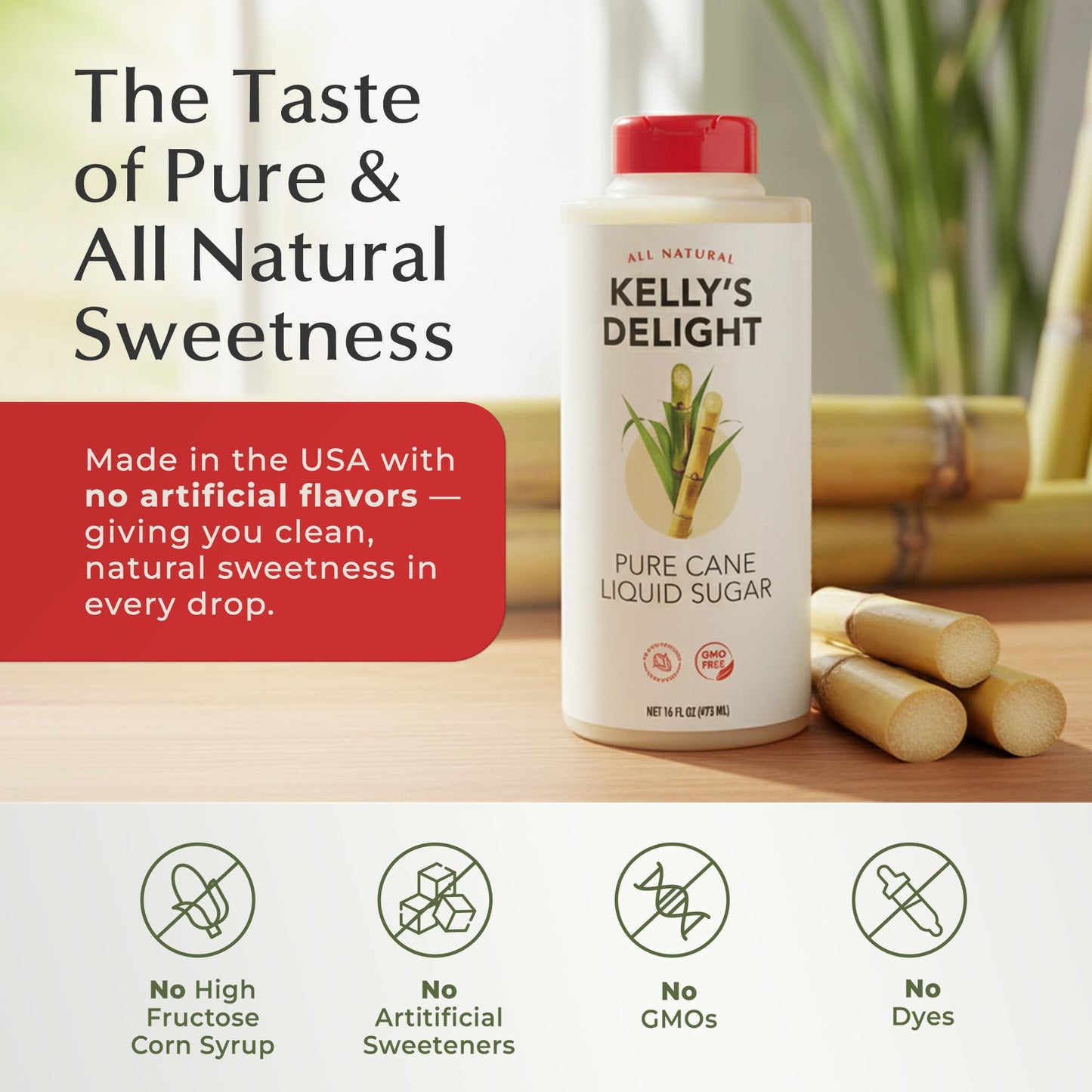 Kelly's Delight: All Natural Liquid Cane Sugar 16oz (473ml)