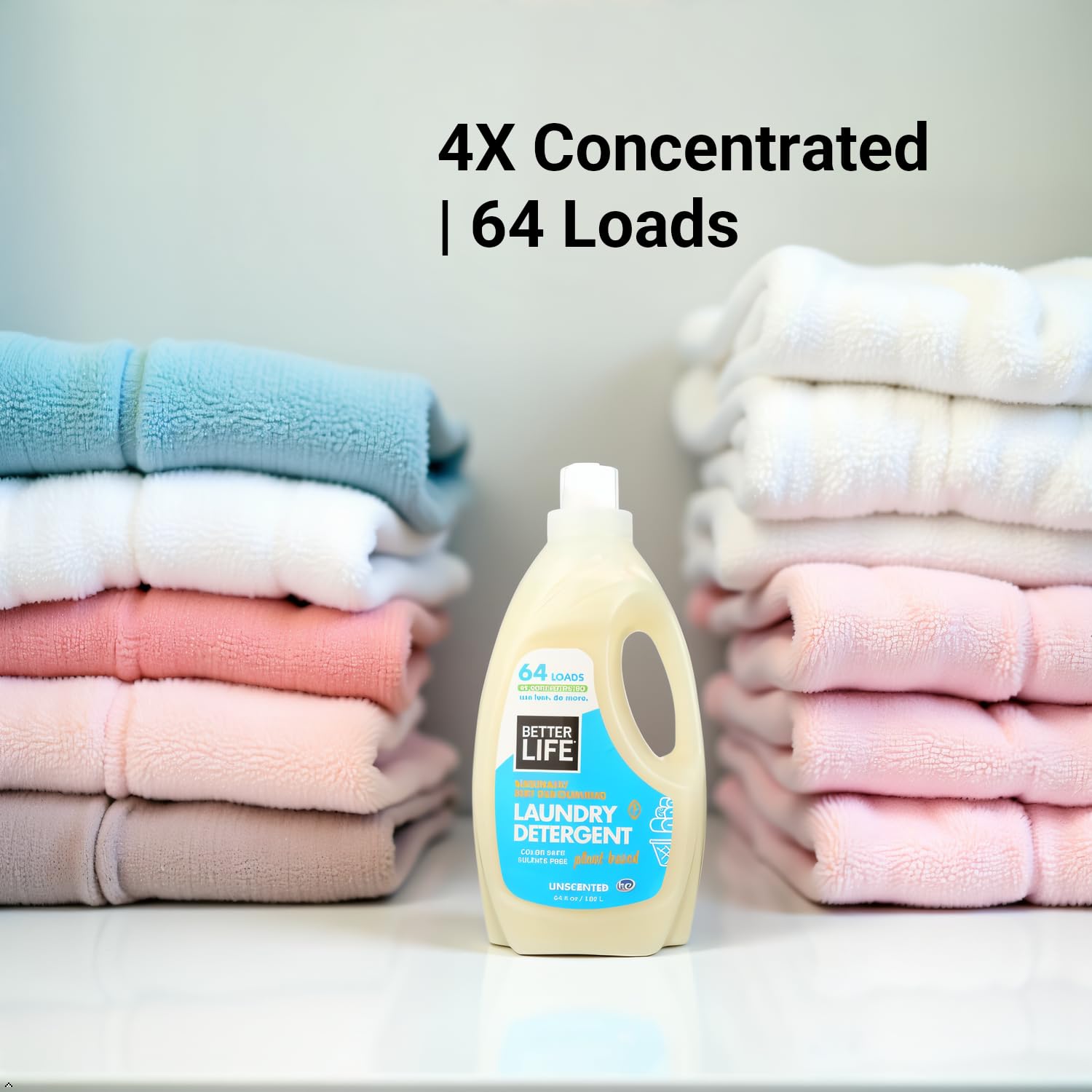 BETTER LIFE Laundry Detergent - Concentrated Liquid Laundry Soap for Automatic Washing Machine - Gentle Unscented Laundry Supplies for Sensitive Skin