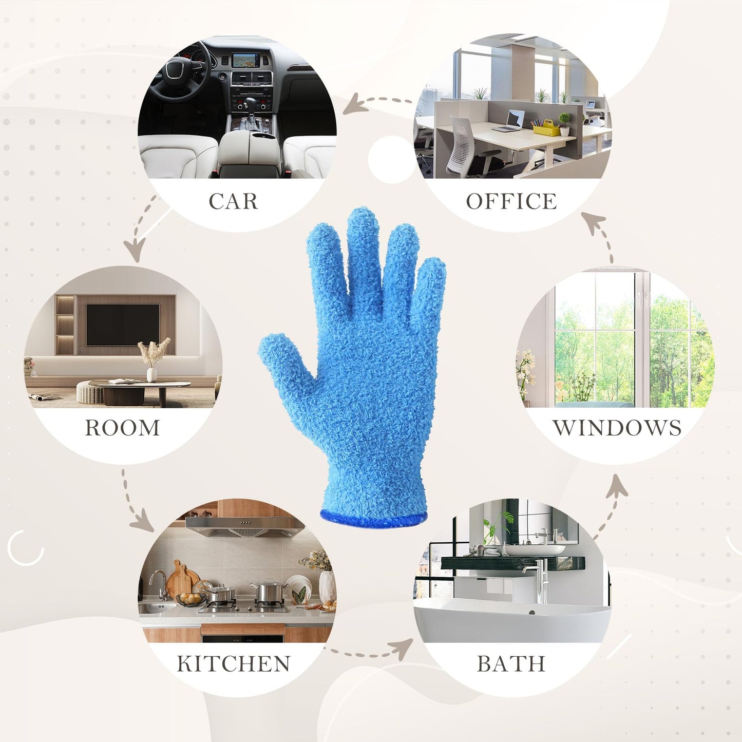 Evridwear Microfiber Plant Dusting Gloves Reusable Leaf Cleaning Glove for Houseplants,Blinds,Furniture and Small Objects