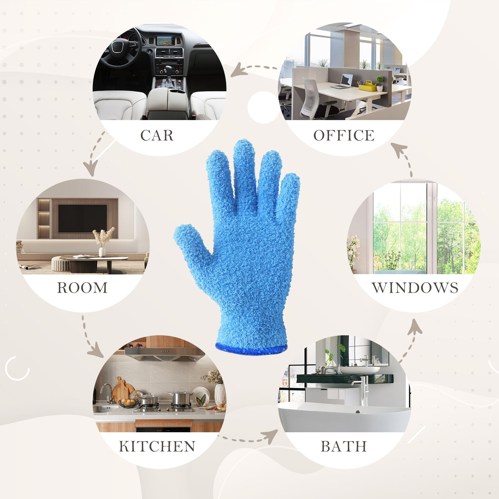 Evridwear Microfiber Plant Dusting Gloves Reusable Leaf Cleaning Glove for Houseplants,Blinds,Furniture and Small Objects