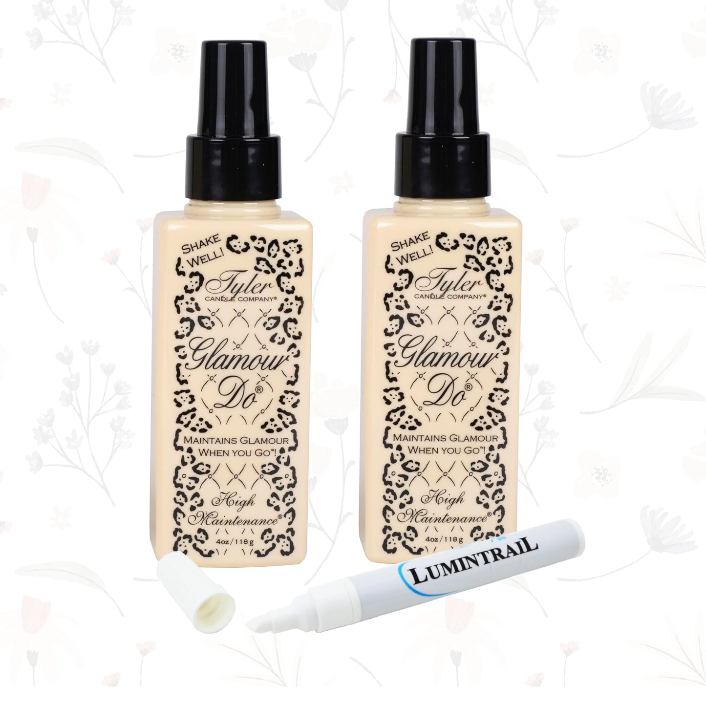 Tyler Candle High Maintenance Glamour Do (4 oz) Bundle - 2 Pack with Stain Remover Pen - Travel Size Fragrance Spray for Odor Elimination, Fresh