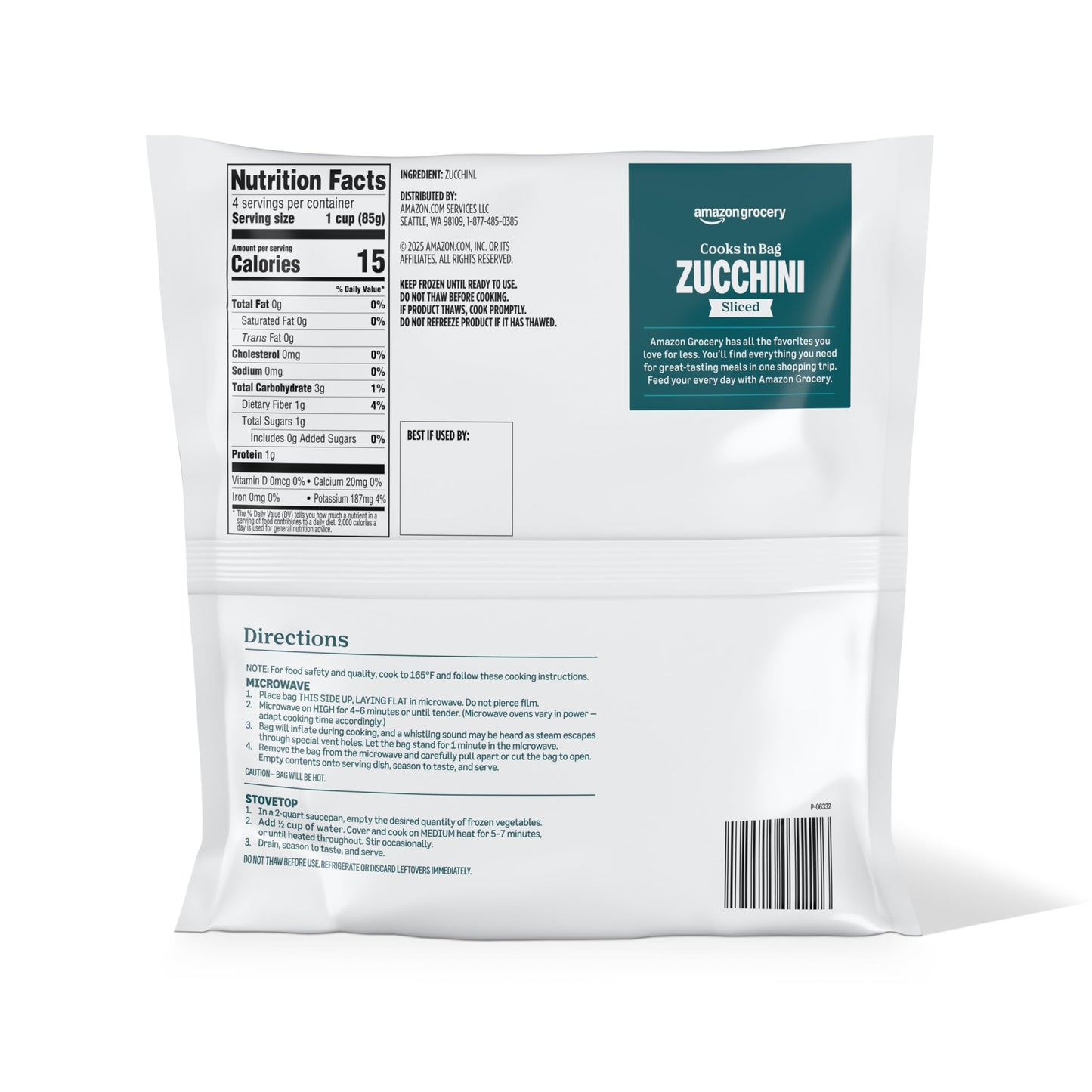 Amazon Grocery, Sliced Zucchini, 12 oz, Frozen (Previously Amazon Fresh, Packaging May Vary)
