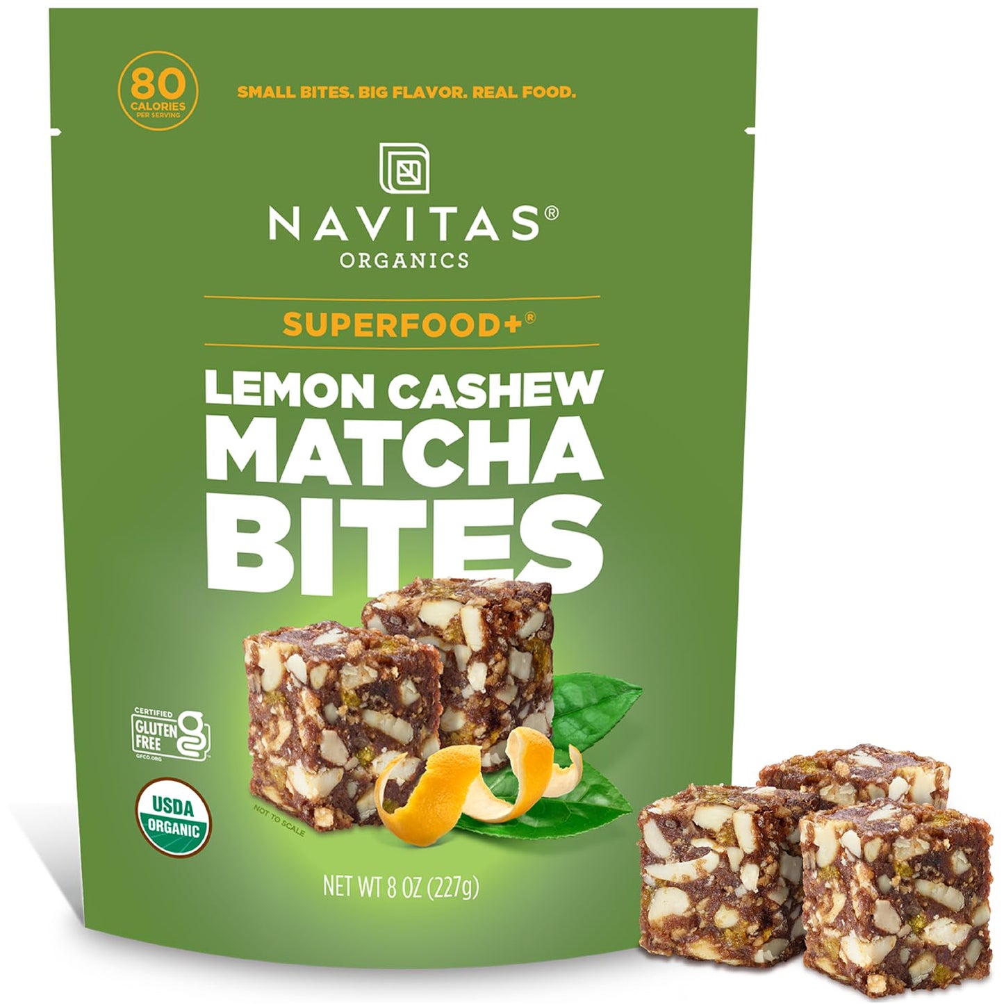 Navitas Organics Lemon Matcha Cashew Superfood+ BITES - Power Snacks - All Natural Plant Based - Clean Energy & Nutrition - USDA Organic, Non GMO