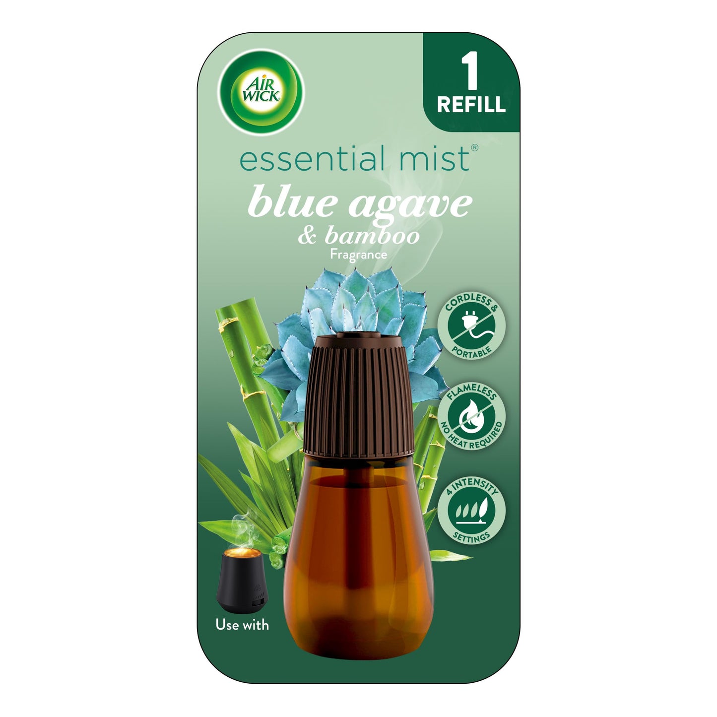 Air Wick Essential Mist Refill, Essential Oils Diffuser, Blue Agave and Bamboo, 1 ct, Air Freshener