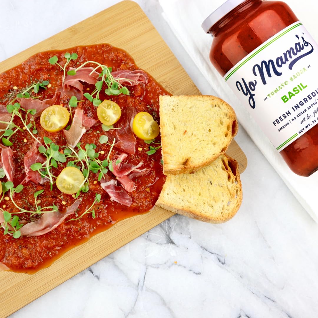 Yo Mama's Foods Keto Tomato Basil Pasta and Spaghetti Sauce - Pack of (3) - No Sugar Added, Low Carb, Low Sodium, Vegan, Gluten Free, Paleo Friendly