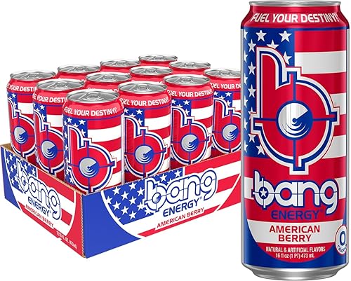 Bang Energy American Berry, Sugar-Free Energy Drink, 16-Ounce (Pack of 12)