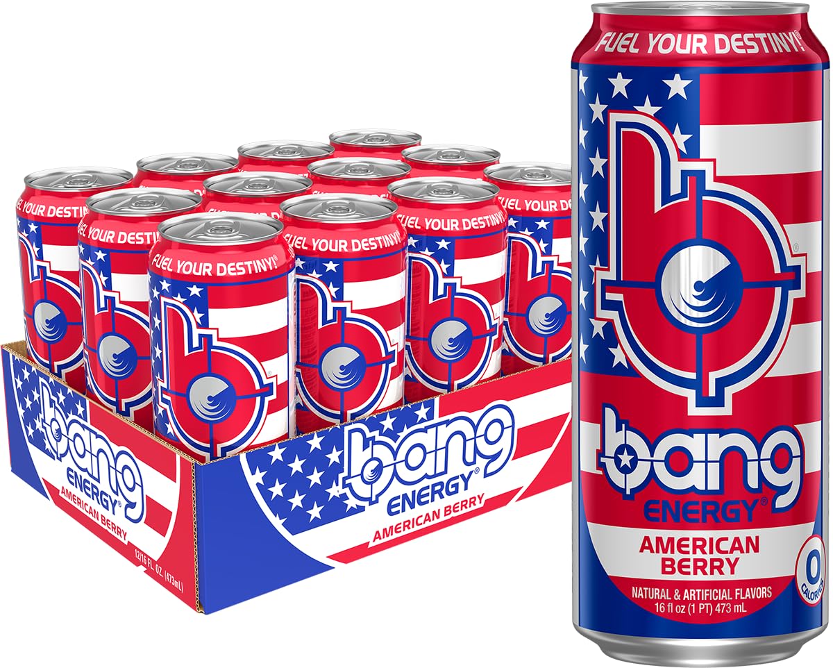 Bang Energy American Berry, Sugar-Free Energy Drink, 16-Ounce (Pack of 12)