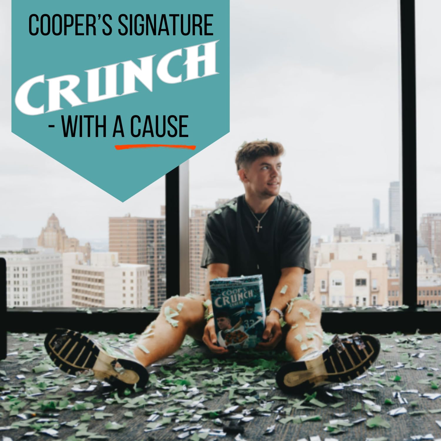 Cooper DeJean Limited Edition Cereal with Green Crunch Berries - Coop’s Crunch Charity Breakfast Cereal - Corn & Oat Puffs - Fun Gift & Collector Box