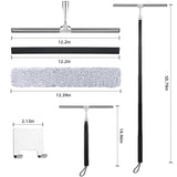 Toncoke 2 in 1 Window Squeegee, Shower Squeegee Window Cleaning Kit with Extension Pole Long Handle Squeegee for Shower Glass Floor Bathroom Home