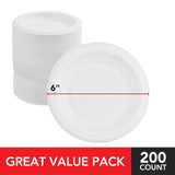 Stock Your Home 200 Count Premium White Plastic Plates, 6 Inch White Disposable Wedding Cake Plates, Heavy Duty Plastic Dessert Plates, Cocktail