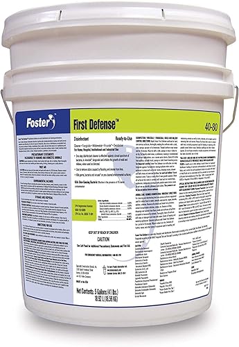 Foster First Defense 40-80 Disinfectant Cleaner. For Home, Hospital, Institutional and Industrial Use. Deodorizes and Cleanses Most Surfaces. 5 GL