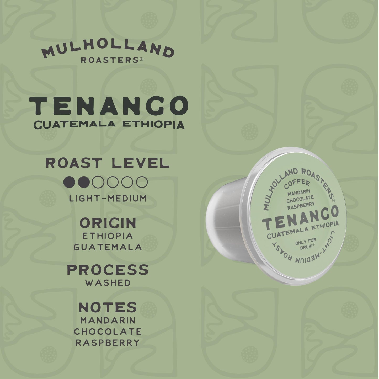 Mulholland Roasters | Tenango Coffee Single Cup B-Pods | Only Compatible with BRUVI Single-Serve Coffee Brewer | Includes 60 Pods
