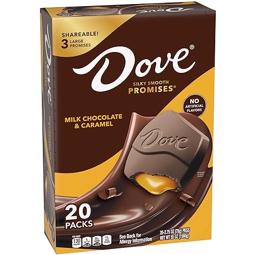DOVE PROMISES Chocolate Large Promises, Milk Chocolate Caramel Candy, 2.75oz Bars (Candy Bulk Pack of 20)