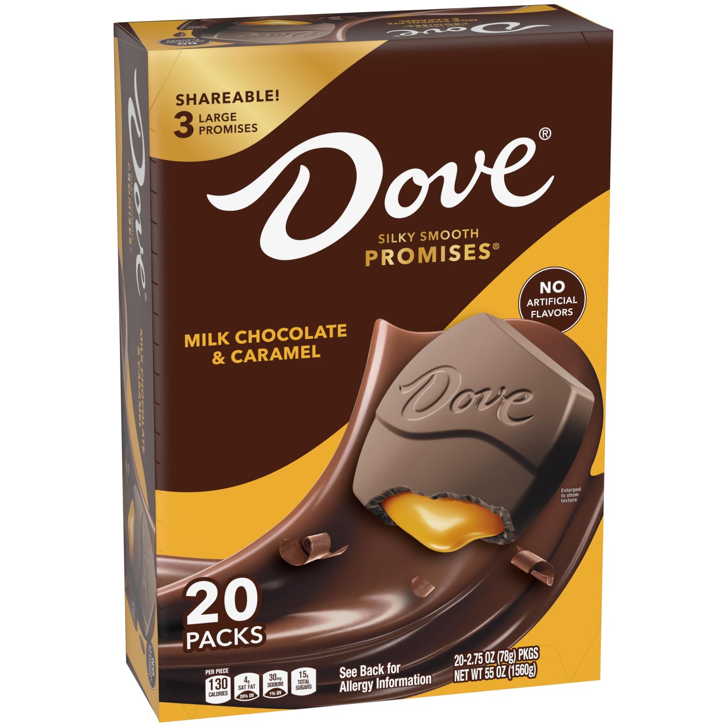 DOVE PROMISES Chocolate Large Promises, Milk Chocolate Caramel Candy, 2.75oz Bars (Candy Bulk Pack of 20)