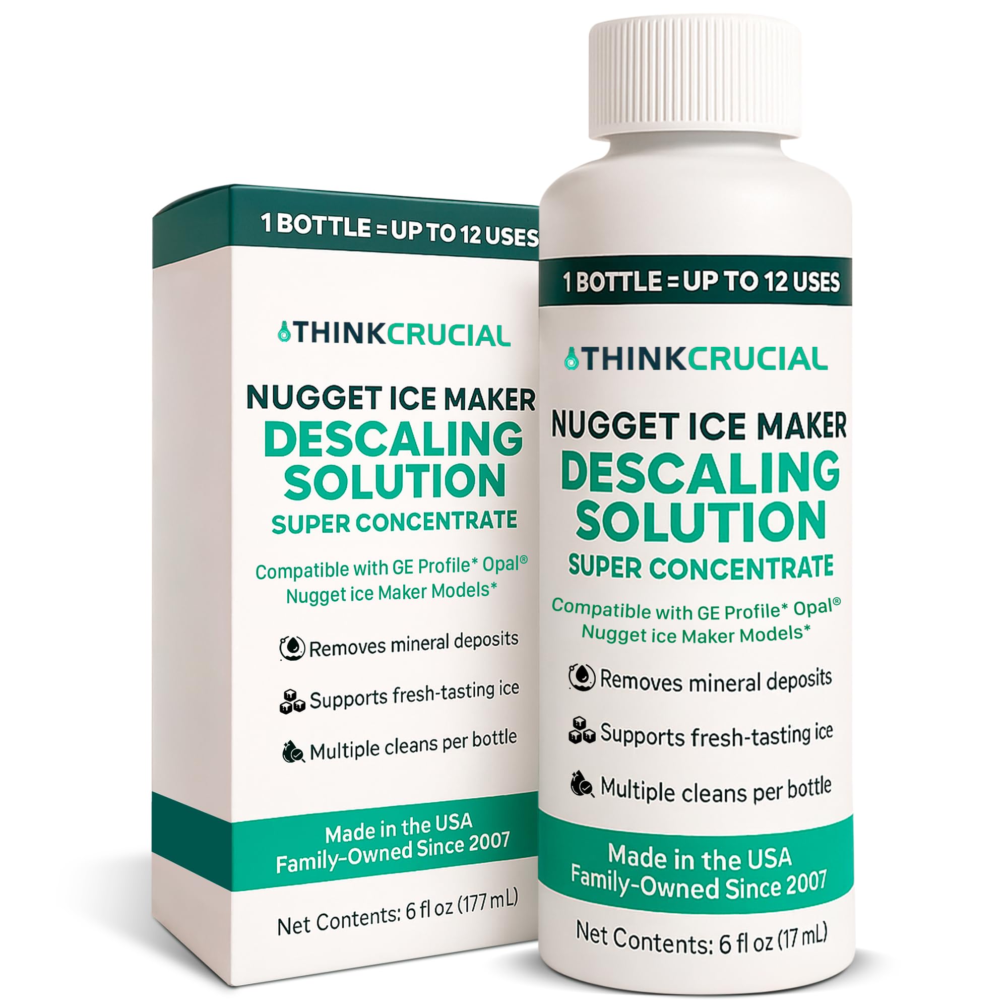 Think Crucial Up to 15 cleans SUPER Concentrate for GE Profile Opal® Ice Maker Descaler - 6 oz - Clean Mode Ready - Unscented, Hot-Water Mix
