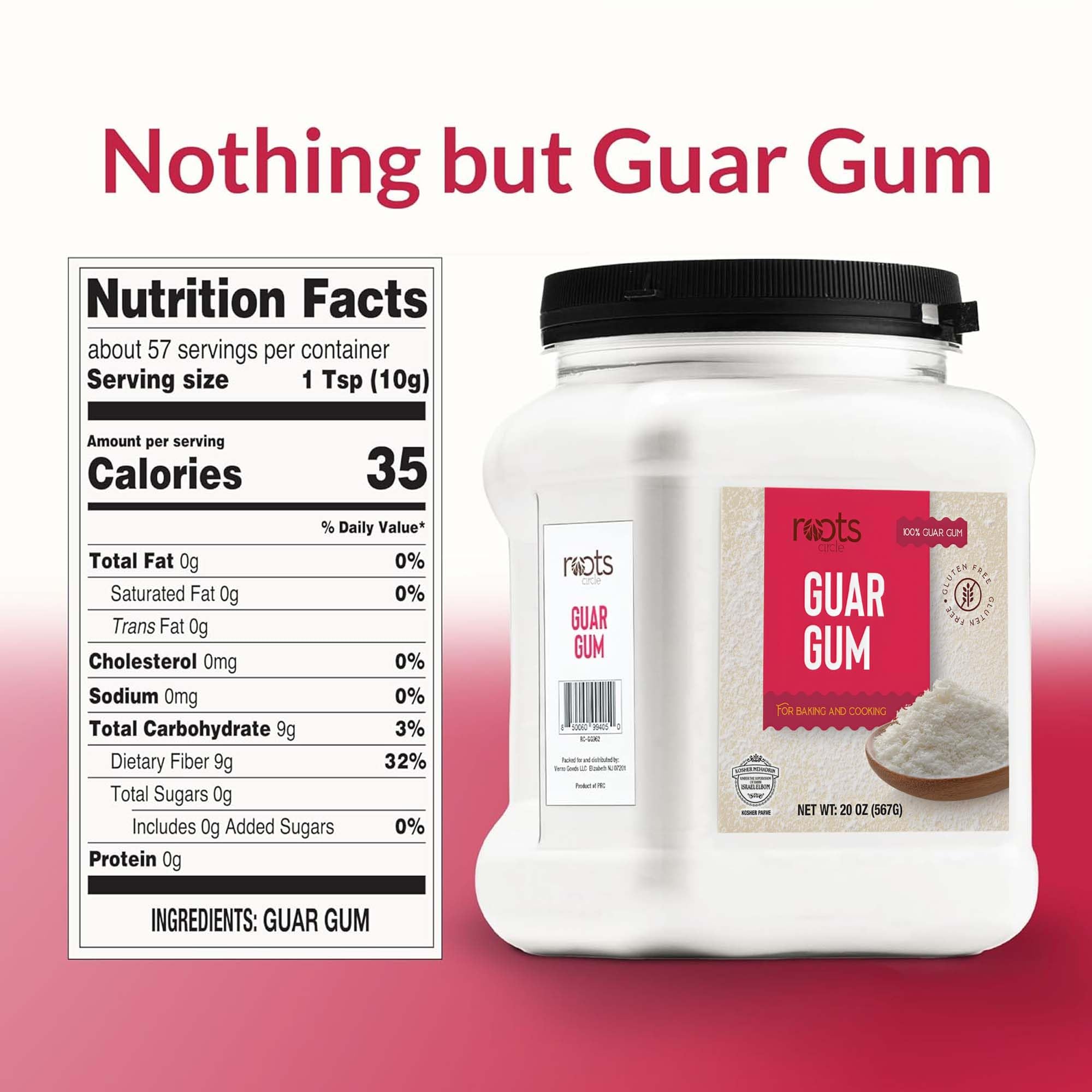 Roots Circle Premium Guar Gum Powder - Plant-Based Thickener & Binder for Baking, Sauces & Cold Desserts - Gluten-Free, Vegan, Keto Friendly - Kosher