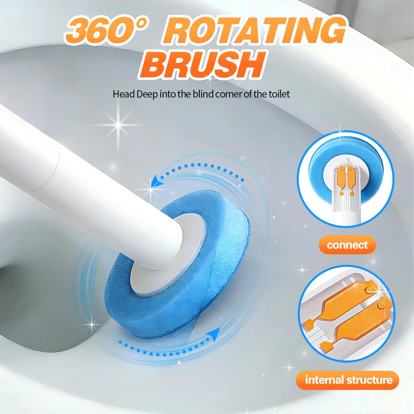 SOPAMI 32pcs Disposable Toilet Brush Sponge Head Refills, 5-Layer Pre-Loaded Rich Foam Sponge Replacement. Scrub Heads for Disposal Toilet Brush Wand