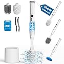 Leebein Electric Toilet Brush and Holder Set, Electric Toilet Bowl Scrubber Kit with 8 Replaceable Brush Heads, Disposable Toilet Brush with 6 Wand