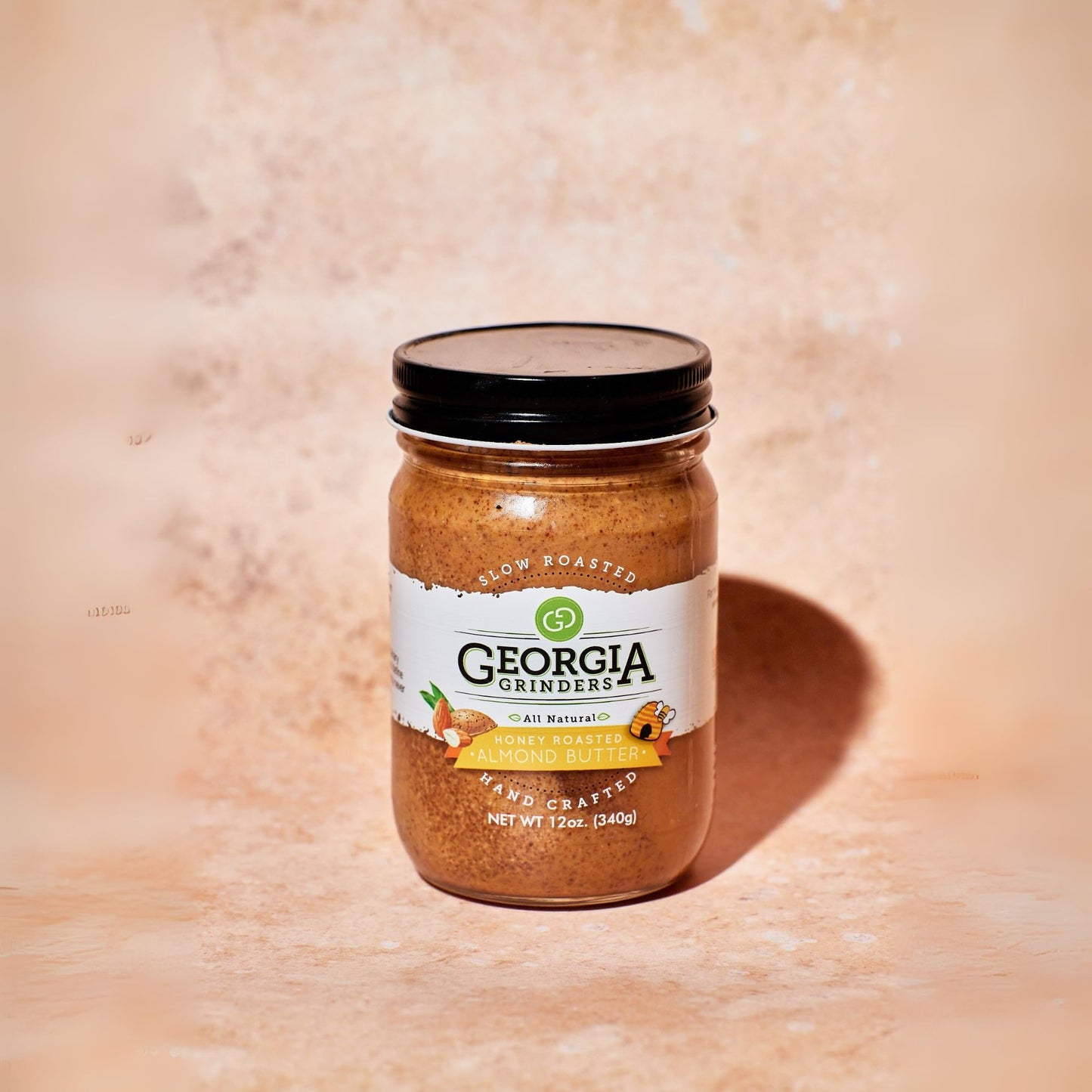 Georgia Grinders Honey Roasted Almond Creamy Gourmet Nut Butter Spread, Non-GMO, Gluten Free, No Palm Oil, No Added Sugar, Vegan Friendly, 12 Ounce (1