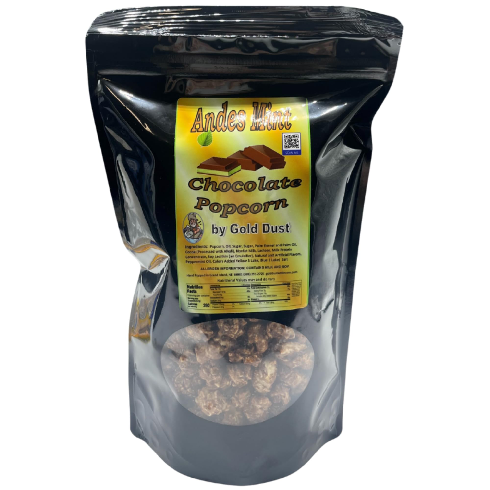 Gold Dust Kettle Corn | Mint Chocolate Popcorn | Gourmet Mint Chocolate Covered Kettle Corn | Sweet & Salty | Popped Popcorn Snack Bag | Non GMO |