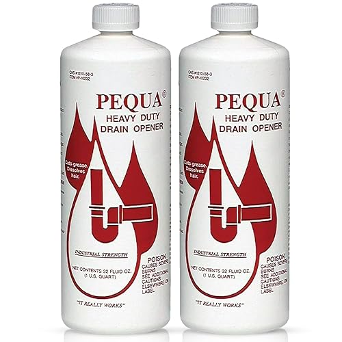 PEQUA INDUSTRIES P-10232 Pequa Heavy Duty Drain Opener, Non-Acid, Fast-Acting Formula, Industrial strength Drain Cleaner for Sinks, Tubs, Septic Tanks