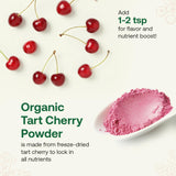 Quay Naturals Organic Tart Cherry Powder, 4oz | Made from US-Sourced Cherries | USDA Organic, Non-GMO, Freeze-Dried, No Additives | Great