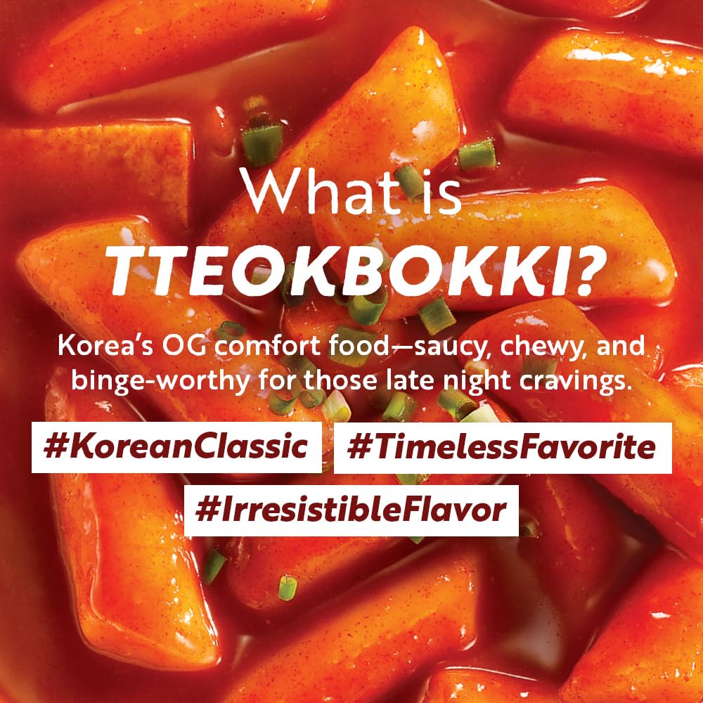 Spicy Cup Tteokbokki Instant Rice Cakes Korean - [Original (Gochujang) | Pack of 6] - Ready in 3 Minutes | Gluten-Free, Chewy, Quick & Easy Meal |