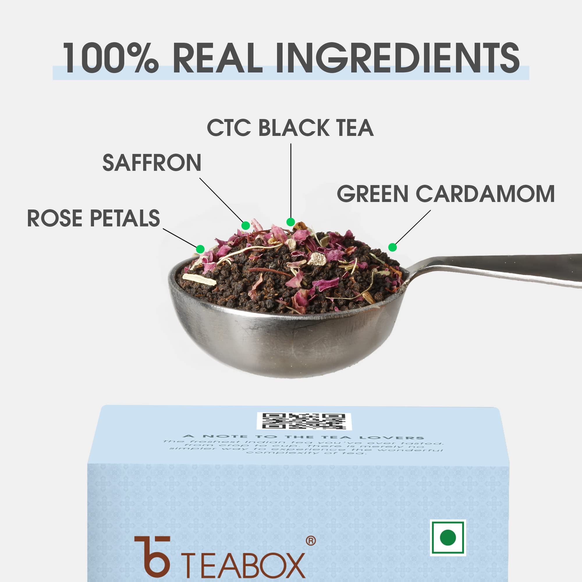 Teabox Kashmiri Kesar Gulab Masala Chai 250 Grams | From The Everlasting Beauty Of The Kashmir Valley | Tea Mixed With The World's Rarest Saffron