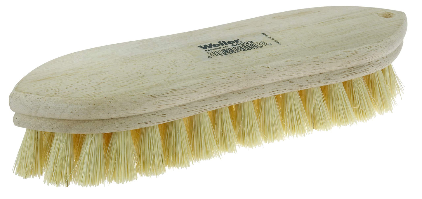 Weiler 44023 9" Block Size, White Tampico Fill, Pointed Wood Block, Hand Scrub Brush, 9" Block, 1-1/8" Trim Length