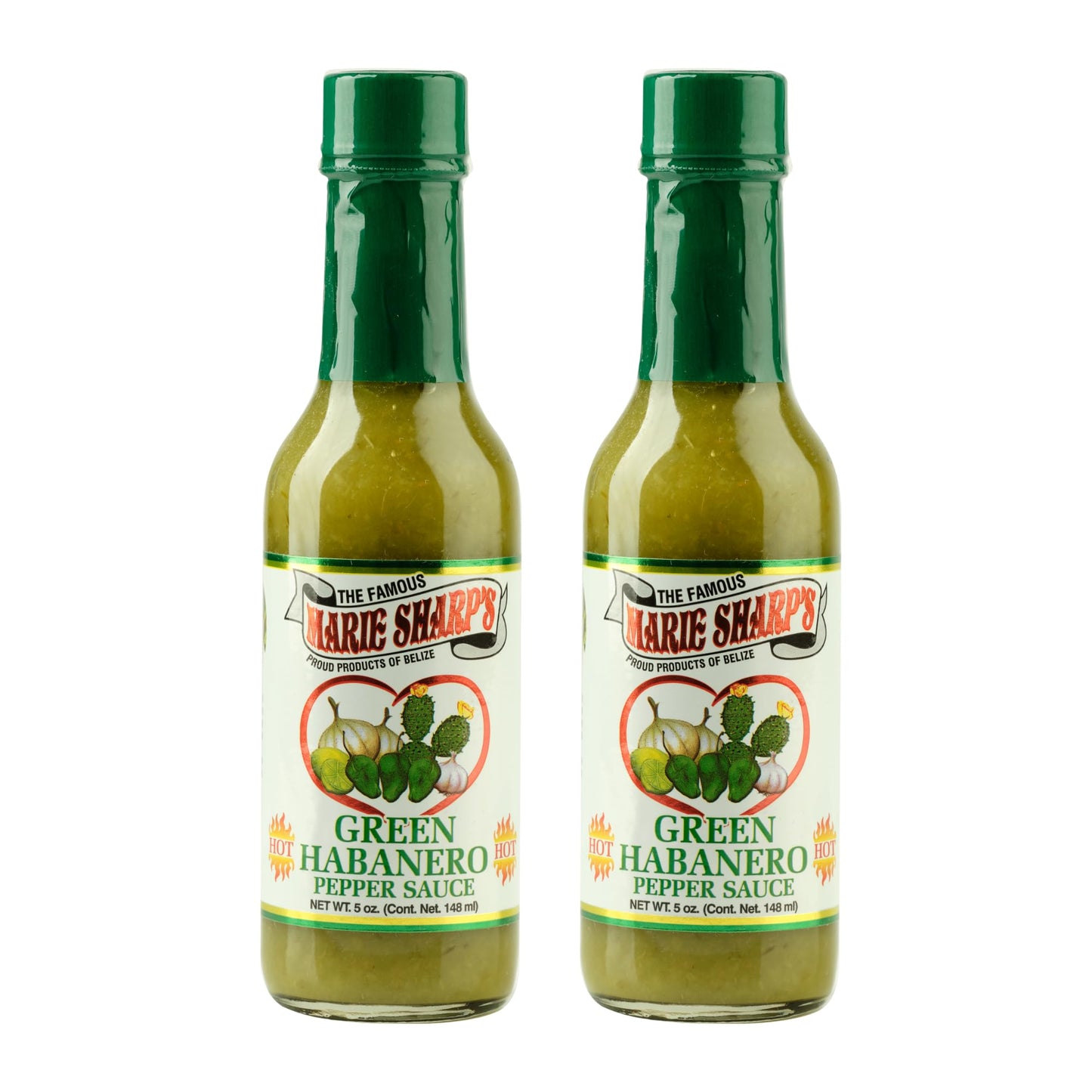 Marie Sharp’s Green Habanero Hot Pepper Sauce, 5 Oz Mild-Medium Heat| All-Natural Belizean Hot Sauce [Pack of 2]
