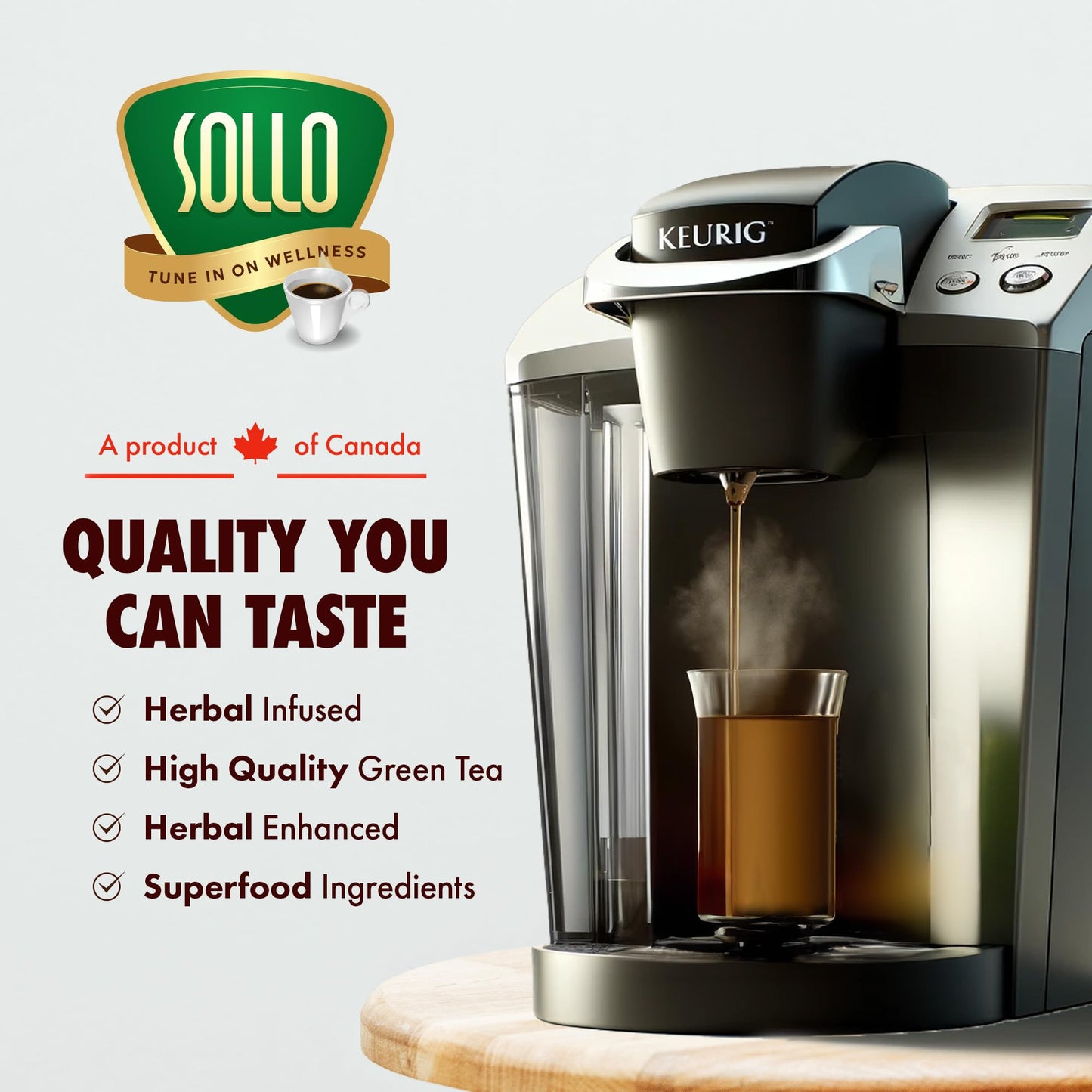 SOLLO Slim Tea K-Cup, Diet Support, Weight Loss with Garcinia & Green Coffee Extract, Single Serve Pods, Compatible With 2.0 K-Cup Keurig Brewers, 24