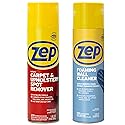 Zep Instant Carpet and Upholstery Spot Remover 19 oz (1 unit) and Zep Foaming Wall Cleaner 18 oz (1 unit) ECBD002 - Professional Sprays for Carpet