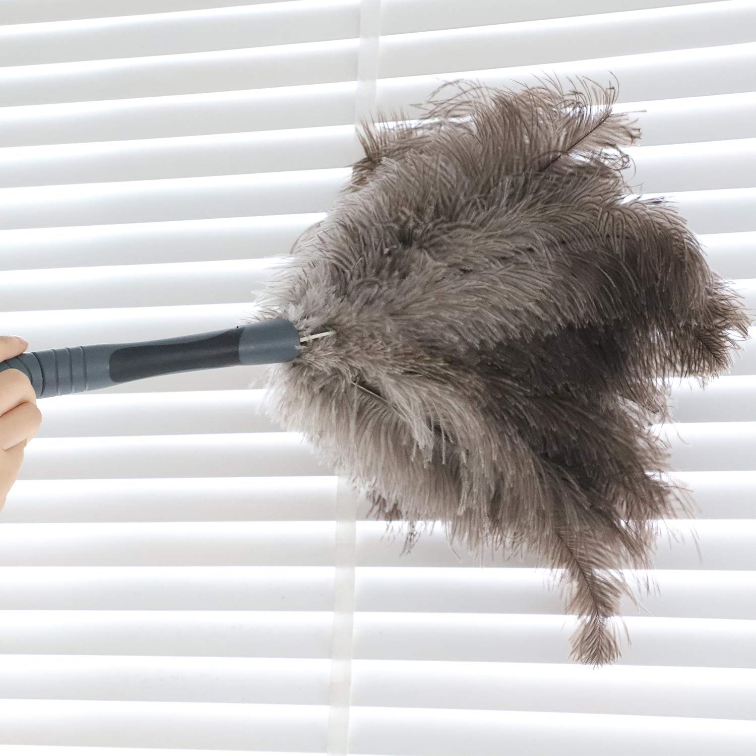 Midoneat Ostrich Feather Duster, Big and Soft and Fluffy Microfiber Duster,22 inch (Gray)