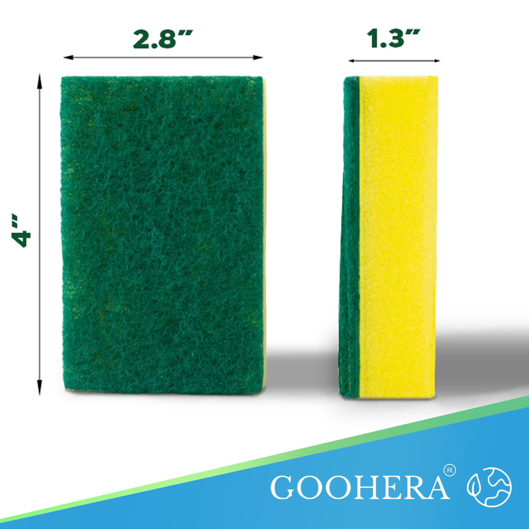 Heavy Duty Scrub Sponge for Cookware, Dual-Sided Cleaning Pot Scrubber, Odorless, Long-Lasting, Kitchen and Dishwashing Essential, Large & Thick 4 x