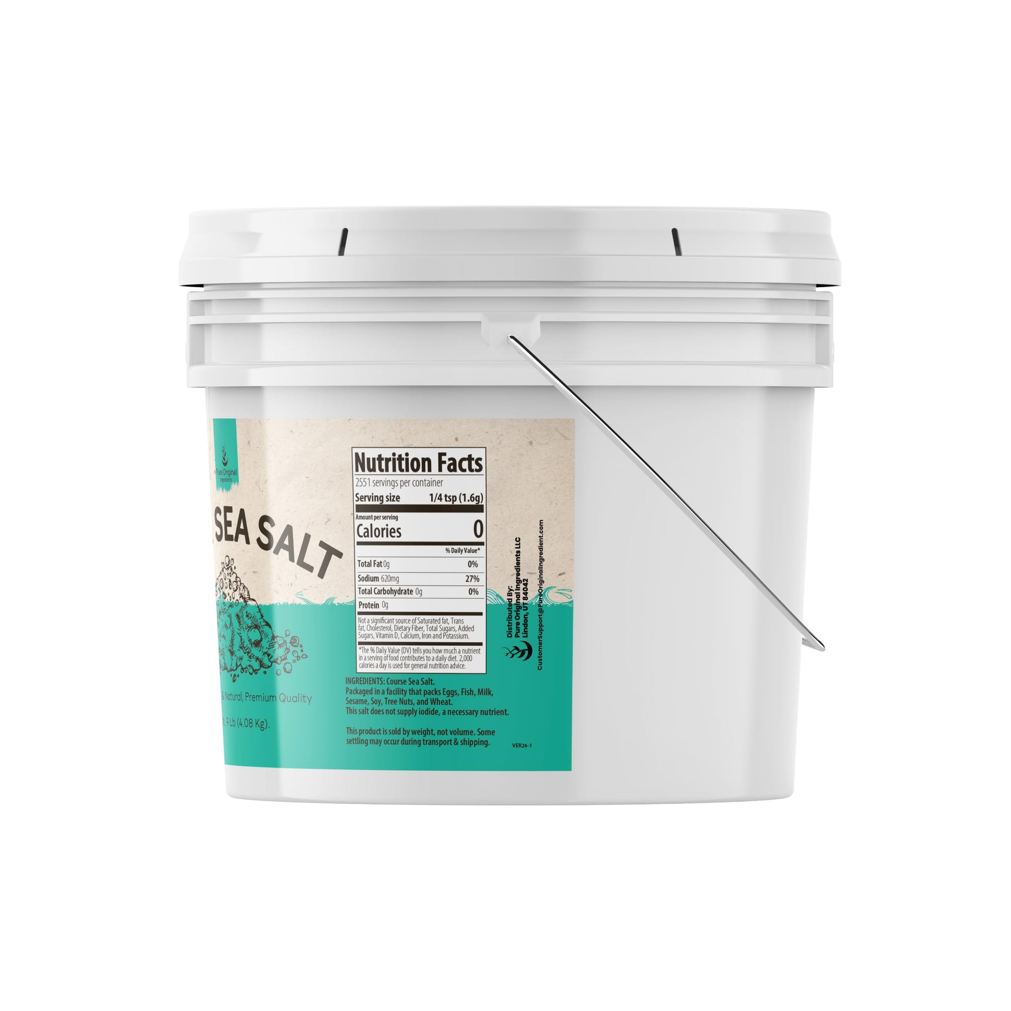 Pure Original Ingredients Sea Salt (1 Gallon) Coarse Grain, Sourced From Spain, Cooking, Bath Additive