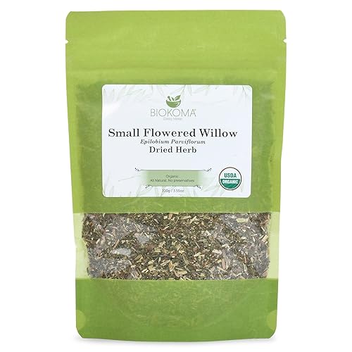 Biokoma Organic Small-Flowered Willow Dried Herb 100g (3.55oz) Epilobium Parviflorum Loose USDA Organic Herbal Tea Urinary Support Prostate Health
