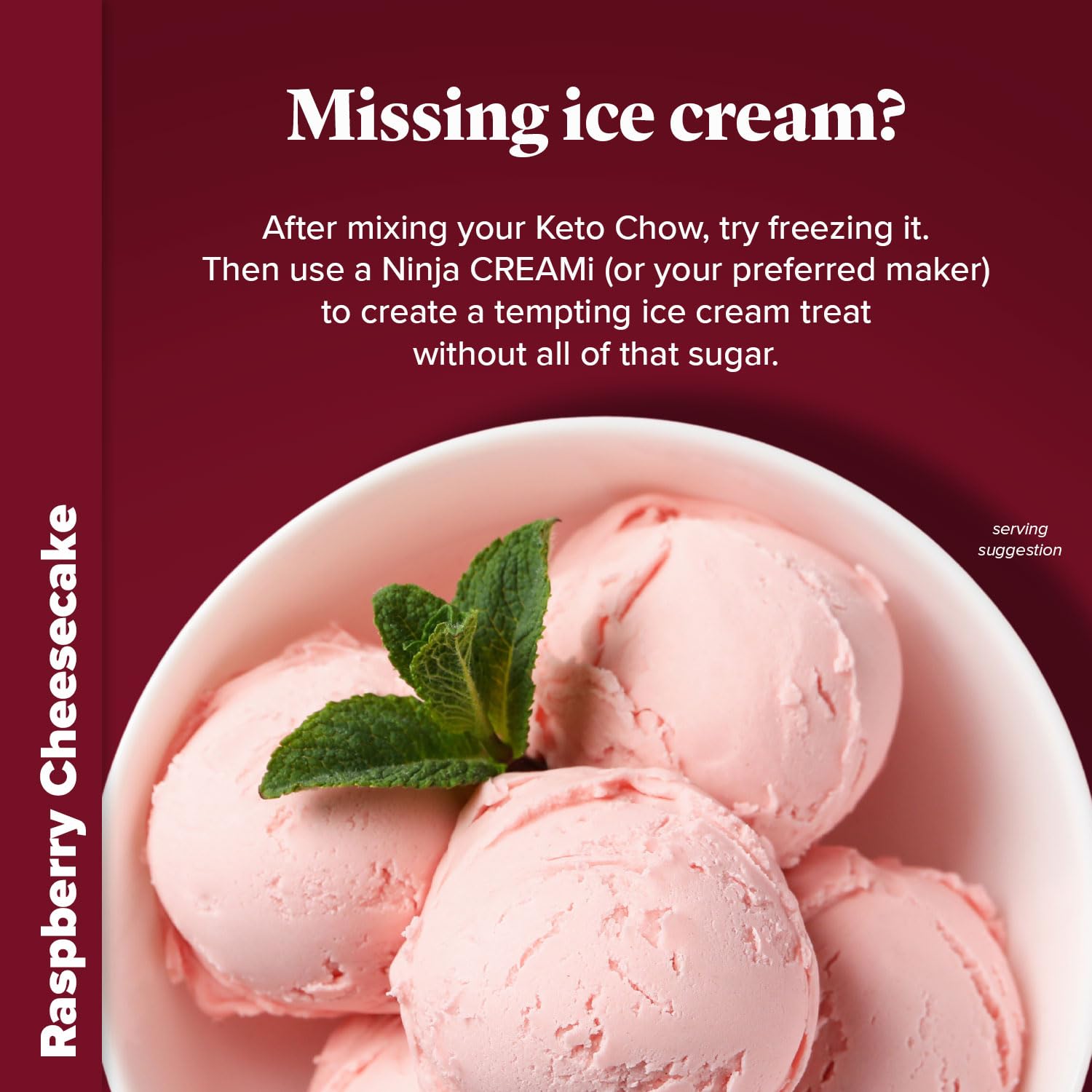 Keto Chow Raspberry Cheesecake Meal Replacement Shake Powder, Nutritionally Complete Low Carb Meal, High Protein Breakfast or Lunch Replacement