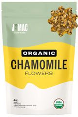 J Mac Botanicals Organic Chamomile Flowers (4 oz) - Whole Egyptian Chamomile Loose Leaf Herbal Tea, Caffeine-Free, Premium Dried Chamomile Flowers