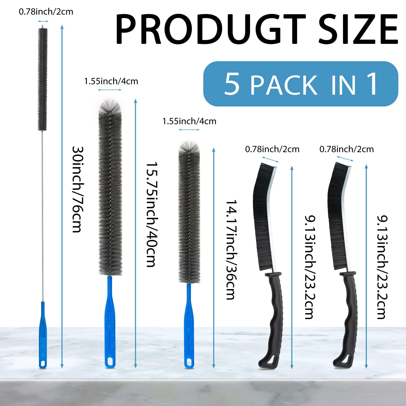 Dryer Vent Brush and Refrigerator Coil Cleaning Brush - Professional Appliance Cleaning Brush Set Dryer Vent Brush Kit with Long Handle for Lint Trap