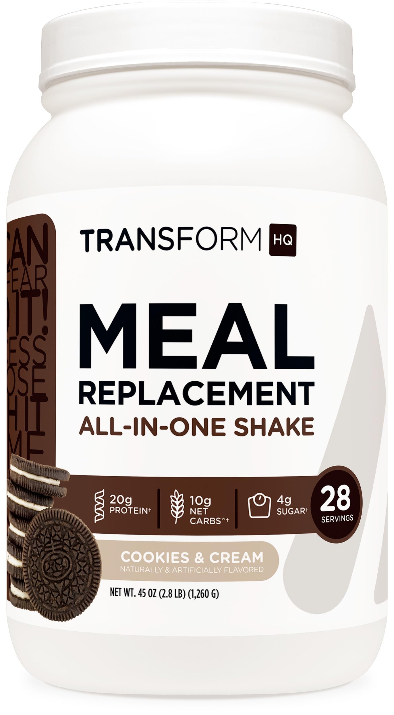 TransformHQ Meal Replacement Shake Powder 28 Servings (Cookies & Cream) - Non-GMO