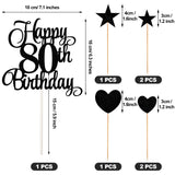 80th Birthday Cake Decorations Set, 80th Birthday Candles Numeral 80 Cake Candles and Happy 80th Birthday Cake Toppers for Party Supplies (Black