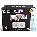 Nuyu Mushroom Coffee Pods, K-Cups, 100% Medium Roast Arabica Coffee with Lion's Mane, Reishi, Chaga, Cordyceps, 2000mg per Pod (12, French Vanilla)