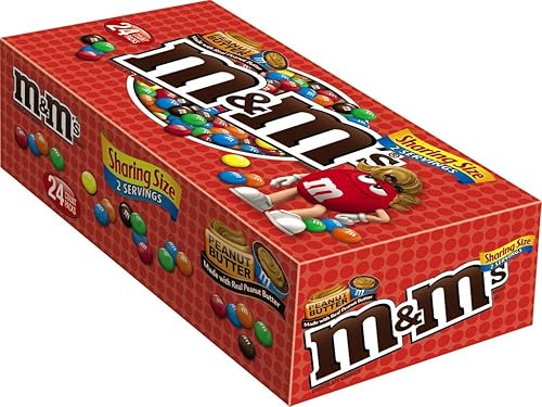 M&M'S Peanut Butter Chocolate Candy Sharing Size 2.83-Ounce Pouch 24-Count Box