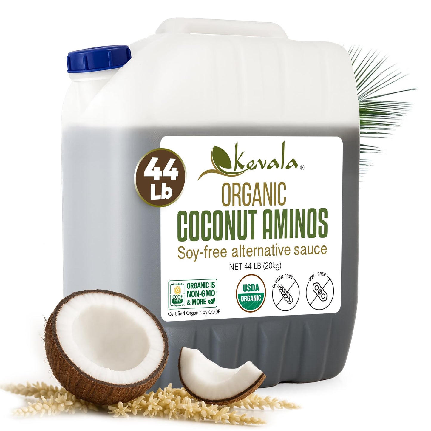Kevala Organic Coconut Aminos Soy-Free Seasoning from Coconut Nectar & Blossom Sap | Gluten-Free, Kosher, Vegan, USDA Organic, Non-GMO | Soy Sauce