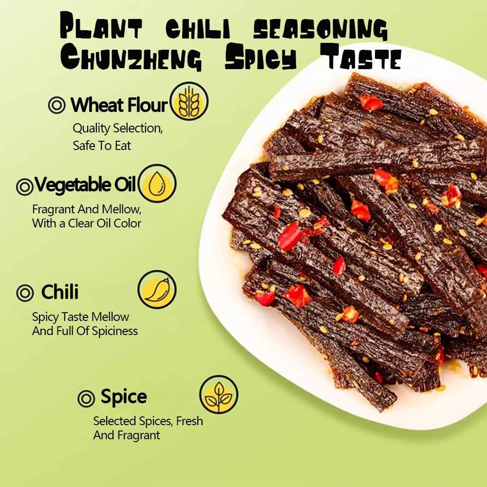 Chinese snacks,latio spicy strips,spicy Chinese La Tiao Snack, Dried Bean Curd Strips with Chili, Traditional Flavor