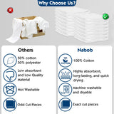 Nabob Wipers New Lint Free Cloth (15 Pack) - 100% Cotton Cleaning Rags Exact Cut - Premium White Rags for Cleaning House - White Rags for Dusting