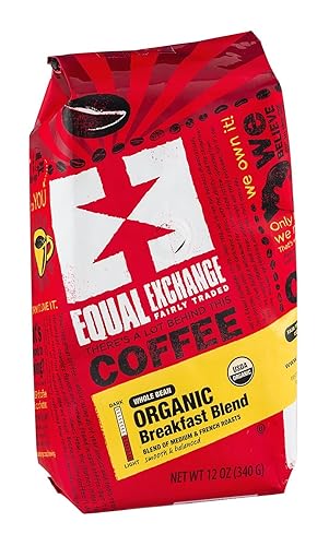 Equal Exchange Organic Whole Bean Breakfast Blend Coffee, 12 Ounce -- 6 per case.