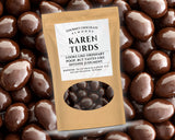 Karen Turds Chocolate Almonds - Gourmet Dark Chocolate Fine Candy - Funny Karen Gifts Adult Stocking Stuffers - Gag Christmas Gifts for Teens